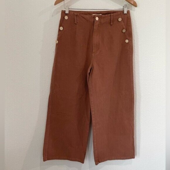 ee:some High Waisted Wide Leg Pants Neutral Boho Chic Preppy Contemporary - Picture 1 of 9